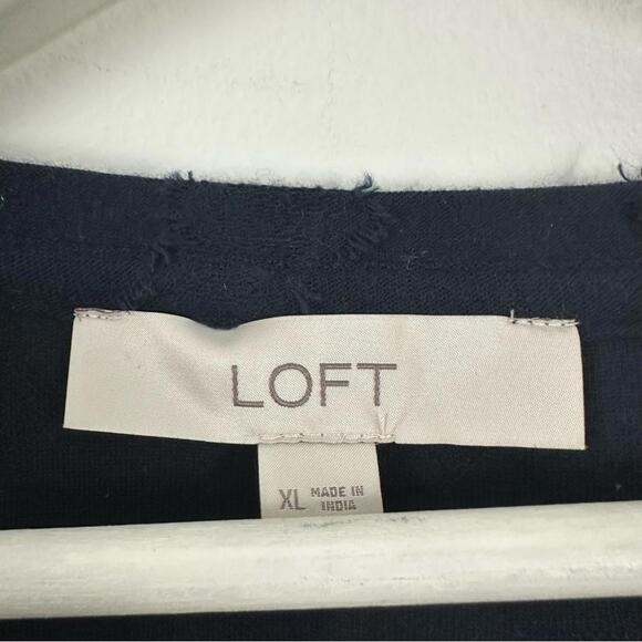 LOFT Navy Peplum Blouse Women's Size XL - Picture 3 of 5